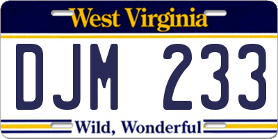 WV license plate DJM233