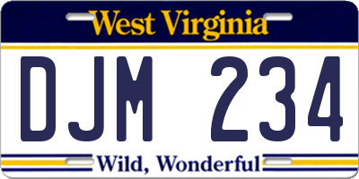 WV license plate DJM234