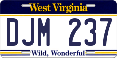 WV license plate DJM237