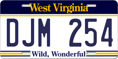 WV license plate DJM254