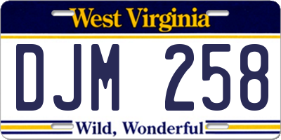 WV license plate DJM258