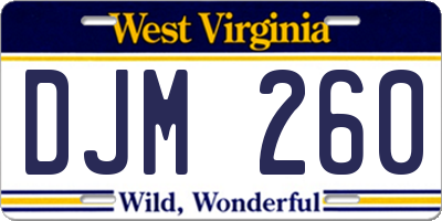 WV license plate DJM260