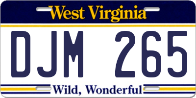 WV license plate DJM265