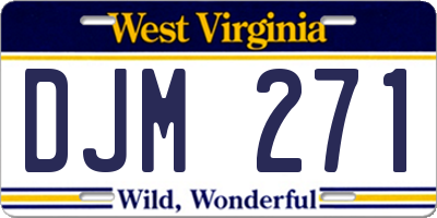 WV license plate DJM271