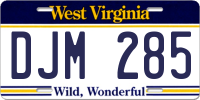 WV license plate DJM285