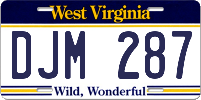 WV license plate DJM287