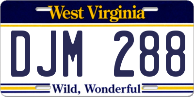 WV license plate DJM288