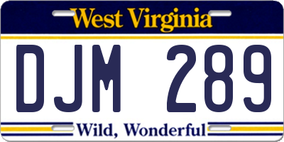 WV license plate DJM289