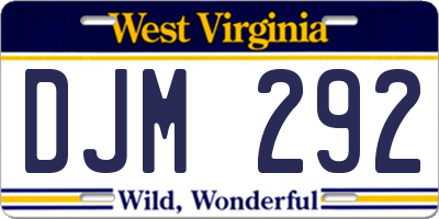 WV license plate DJM292