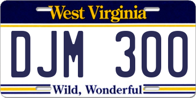 WV license plate DJM300