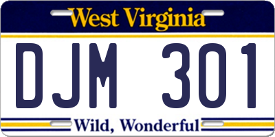 WV license plate DJM301
