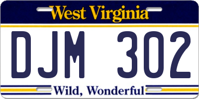 WV license plate DJM302
