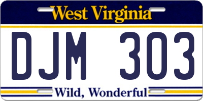 WV license plate DJM303