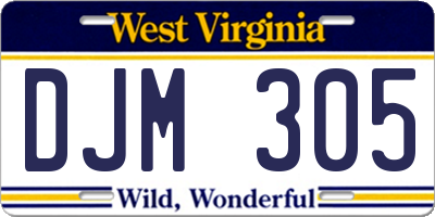 WV license plate DJM305