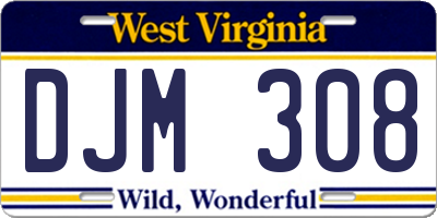 WV license plate DJM308