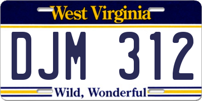 WV license plate DJM312