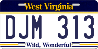 WV license plate DJM313