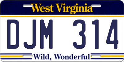 WV license plate DJM314