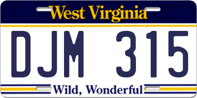 WV license plate DJM315