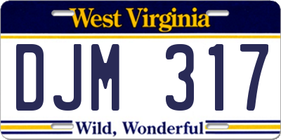 WV license plate DJM317