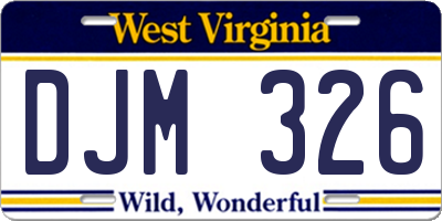 WV license plate DJM326