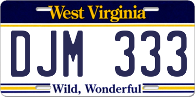 WV license plate DJM333