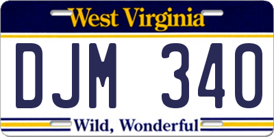 WV license plate DJM340