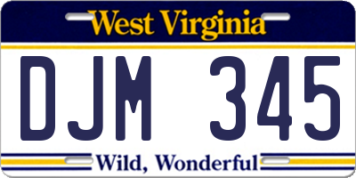 WV license plate DJM345