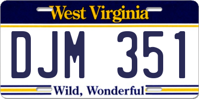 WV license plate DJM351