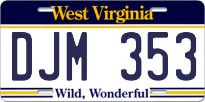 WV license plate DJM353