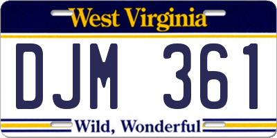 WV license plate DJM361