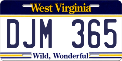 WV license plate DJM365