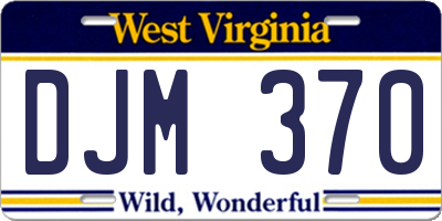 WV license plate DJM370