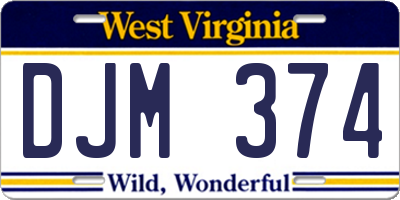 WV license plate DJM374