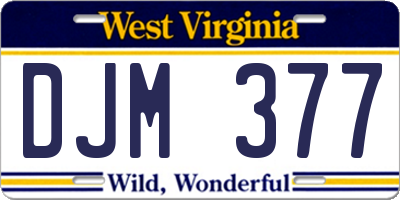 WV license plate DJM377