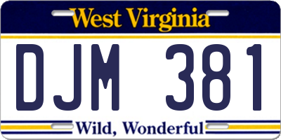 WV license plate DJM381