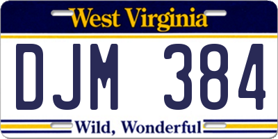 WV license plate DJM384