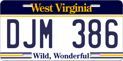 WV license plate DJM386