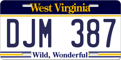 WV license plate DJM387