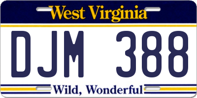 WV license plate DJM388