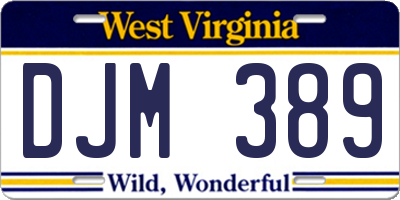 WV license plate DJM389