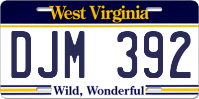 WV license plate DJM392