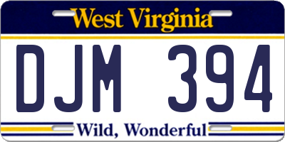 WV license plate DJM394