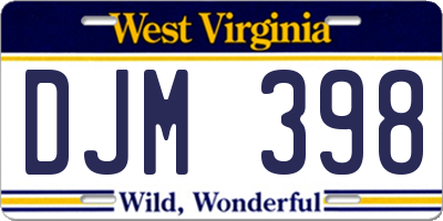 WV license plate DJM398