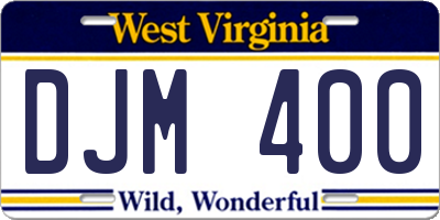 WV license plate DJM400