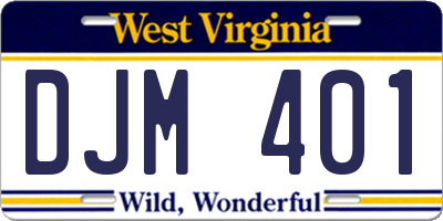 WV license plate DJM401