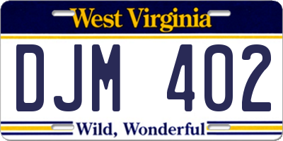 WV license plate DJM402