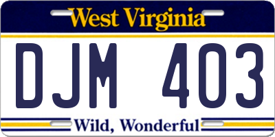 WV license plate DJM403