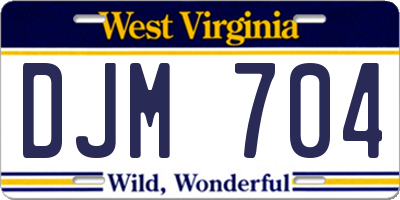 WV license plate DJM704