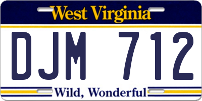 WV license plate DJM712